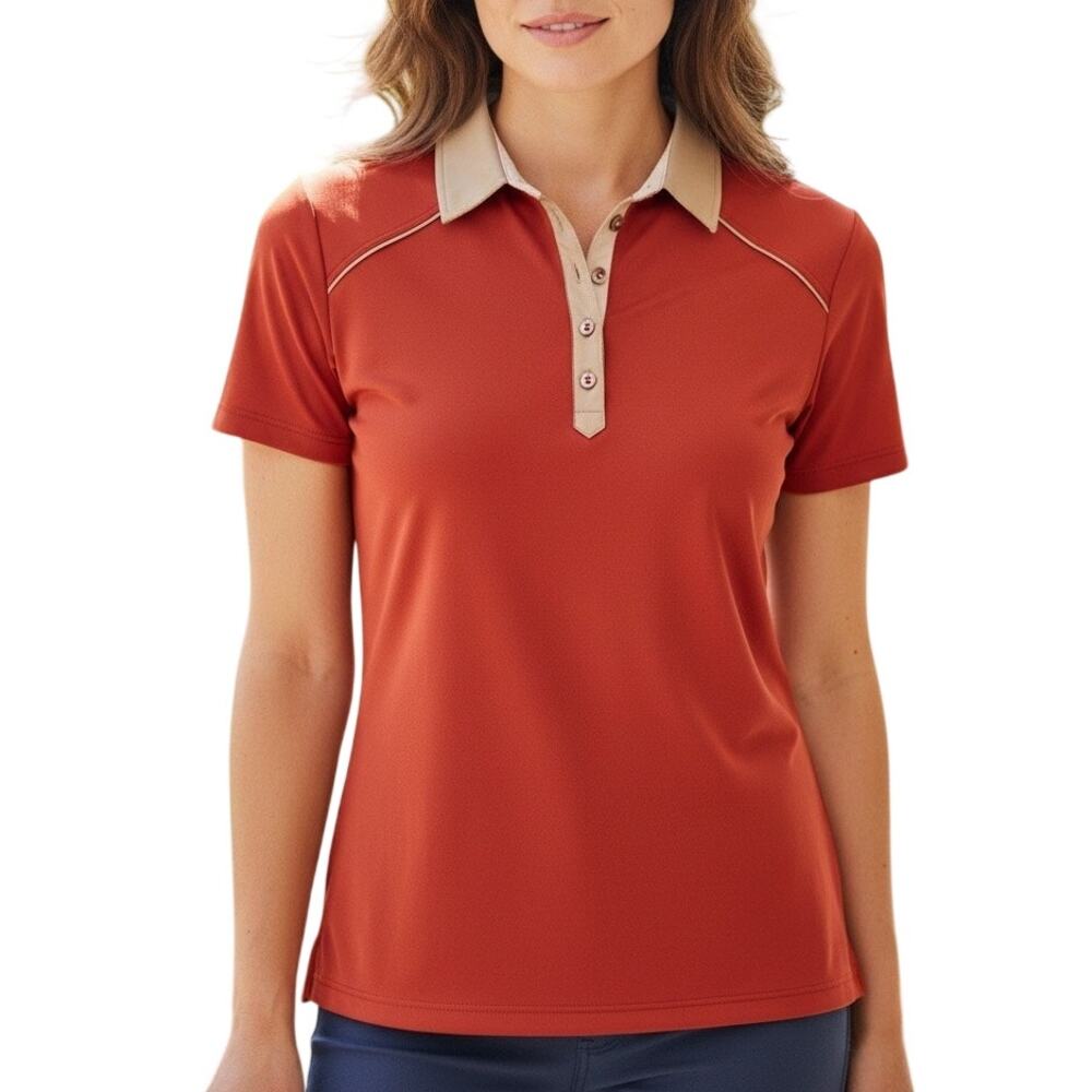 GG Blue Women’s Golf Polo Orange Red Moisture Wicking Shirt Size Large